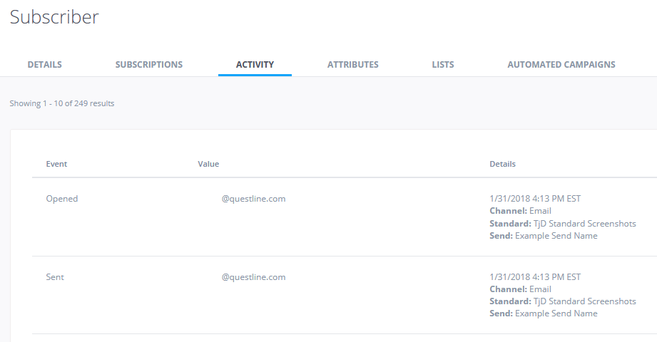 How do I view a subscribers activity?